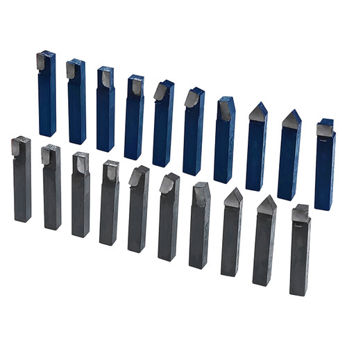 All Industrial 19874 | 20pc 3/8" C2 & C6 Carbide-Tipped Lathe Tool Bit Set Single Point Brazed