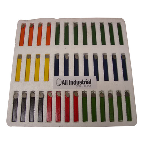 All Industrial 19892 | 38pc 5/16" Premium C6 Carbide Tipped Lathe Tool Bit Set Brazed Single Point