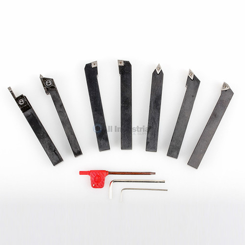 All Industrial 19995 | 7pc 3/4" Shank Indexable Turning Tool Holder with C6 Carbide TCMT Inserts (Chipbreaker)
