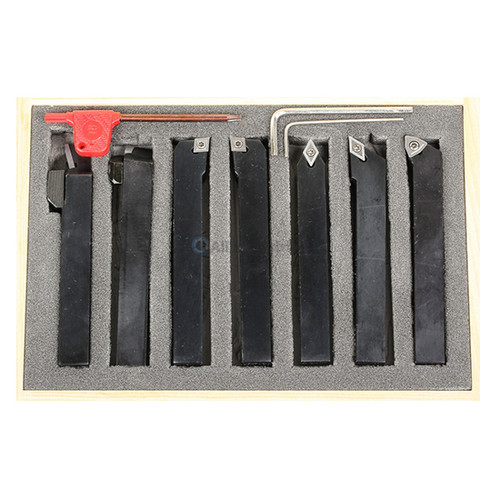 All Industrial 19995 | 7pc 3/4" Shank Indexable Turning Tool Holder with C6 Carbide TCMT Inserts (Chipbreaker)