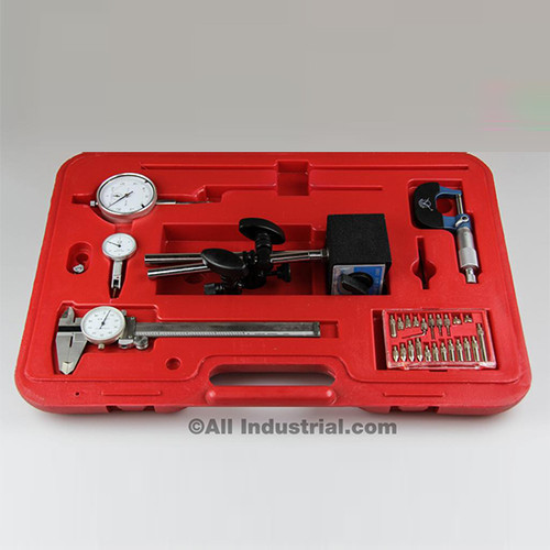 All Industrial 51902 | 6pc Machinist Starter Set Caliper Micrometer Indicator Mag Base Rules In Case