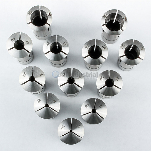 All Industrial 41056 | 12pc R8 Collet Set Metric 3mm to 22mm High Precsion for Bridgeport 12pc