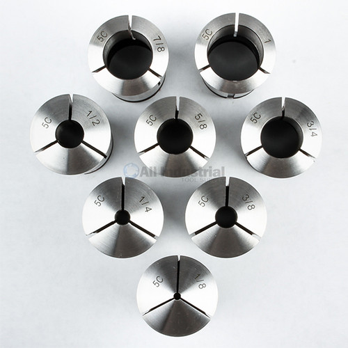 All Industrial 41180 | 5C Round Collet 8pc Set 1/8"-1" X 8ths Tooling for Lathes & Fixtures CNC