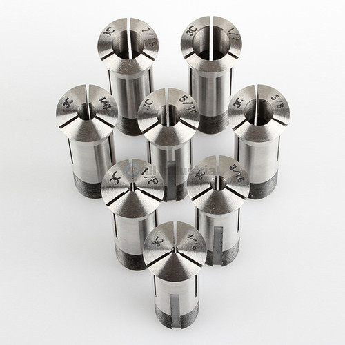 All Industrial 41290 | 3C Round Collet 8pc Set 1/16"-1/2" X 16ths Hardened & Ground