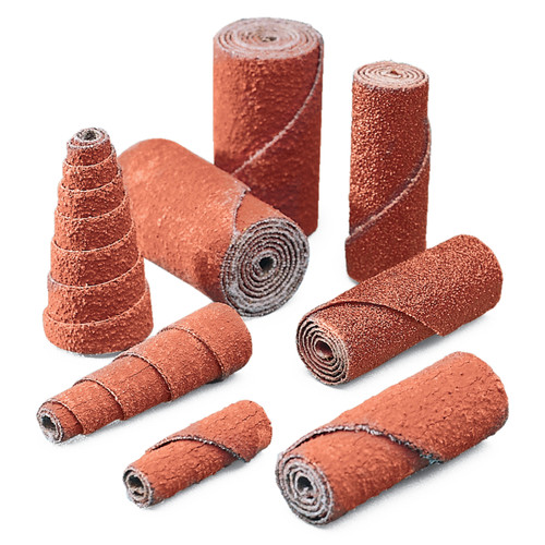 3M 7100142738 orange ceramic taper cartridge rolls 60 grit in assorted sizes with mandrel cores