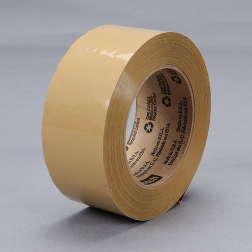 3M 7010334256 | 3.000" Size x 54.680yd OAL x 2.830" Width x 2.000mil Baking Thickness Polypropylene Film 375 Box Sealing Tape - Tan