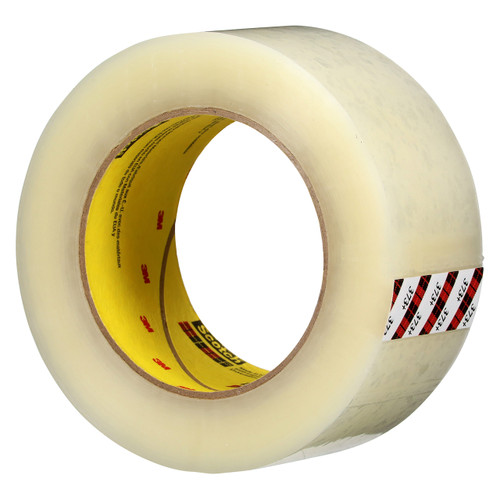 3M 7100266182 Scotch 373+ transparent box sealing tape roll, 1.890 inch wide x 109.361 yards, polypropylene film