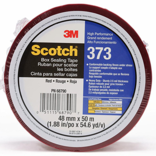 3M 7010335126 | Scotch 3.000" Size x 54.680yd OAL x 1.880" Width Polypropylene Film 373 Box Sealing Tape - Red