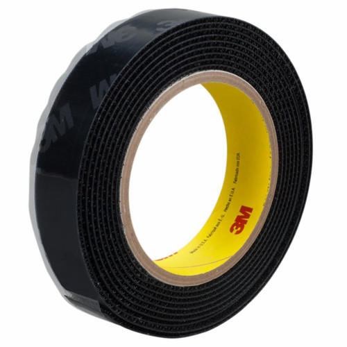 3M 7010383558 | 50.000yd OAL x 0.620" Width x 0.08mm Thickness SJ3530 Hook & Loop Fastener - Black