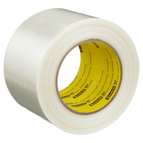 3M 7000136840 | Scotch 3.000" Size x 60.140yd OAL x 2.830" Width Polypropylene Film 897 Filament Tape - Transparent