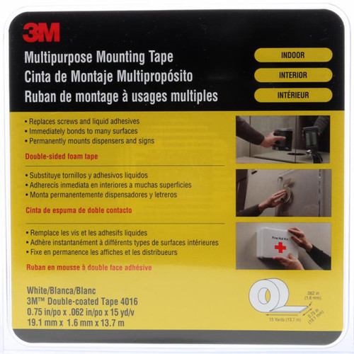 3M 7000049238 | 15.000yd OAL x 0.700" Width x 0.08mm Thickness Urethane 4016 General Purpose Foam Tape - Off-white