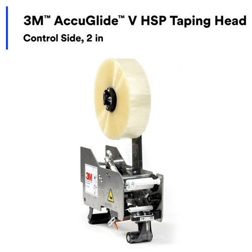 3M 7100237141 AccuGlide V HSP taping head with clear tape roll and silver metal frame