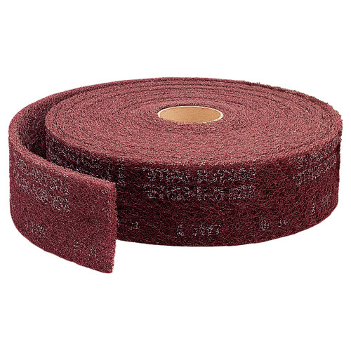 3M 7000121070 Scotch-Brite clean and finish roll with maroon abrasive pad, 6-inch width and 30-foot length, wound on core
