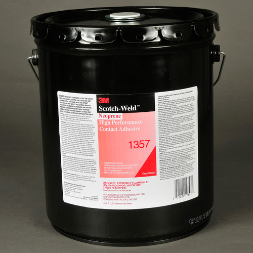 3M 7000000804 Scotch-Weld 1357 neoprene high performance contact adhesive, 5 gallon gray industrial adhesive pail