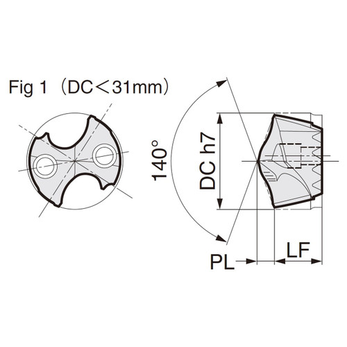 Sumitomo U101331 | SMDT05156MTL-ACX70 0.5156" Diameter x 0.3819" Length x 140 Degree Included Angle 2 Flute TiAlCr/TiSi Coated Carbide Replaceable Drill Tip