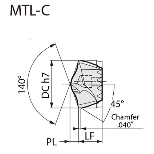 Sumitomo U103814 | SMDT04844MTL-C-ACX70 0.4844" Diameter x 0.3583" Length x 140 Degree Included Angle 2 Flute TiAlCr/TiSi Coated Carbide Replaceable Drill Tip