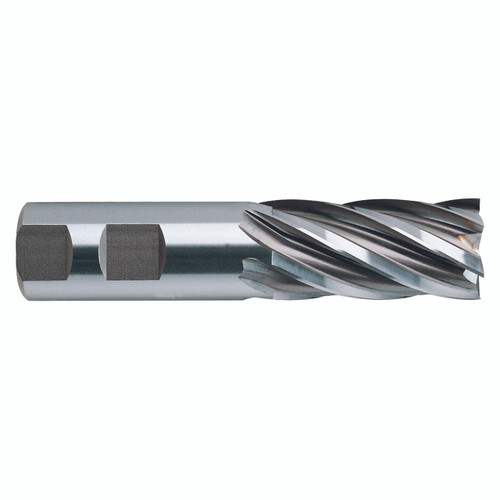 YG1 04186HE | 1-1/8" Diameter x 1" Shank x 2" LOC x 4-1/2" OAL x 30 Degree Helix Angle 6 Flute AlTiN Coated HSS E1032 Square End Mill
