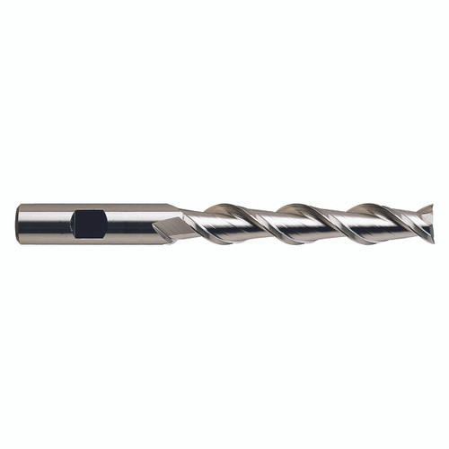 YG1 19211 | 1-1/2" Diameter x 1-1/4" Shank x 8" LOC x 10-1/2" OAL x 42 Degree Helix Angle 2 Flute Bright Coated HSS E1072 Extra Long Square End Mill