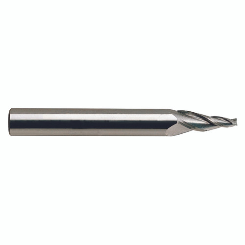 YG1 87574TC | 3/16" Diameter x 3/8" Shank x 1-3/4" LOC x 3-1/2" OAL x 2 Degree Center Line Angle 3 Flute TiCN Coated Carbide E5077 Tapered End Mill