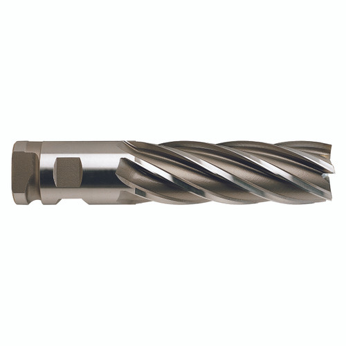 YG1 10485CN | 2" Diameter x 2" Shank x 4" LOC x 7-3/4" OAL x 30 Degree Helix Angle 6 Flute TiN Coated HSSCo8 E2100 Square End Mill