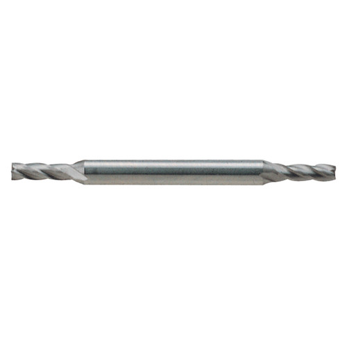 YG1 53264 | 1/8" Diameter x 3/16" Shank x 3/8" LOC x 2-1/4" OAL x 30 Degree Helix Angle 4 Flute Bright Coated HSSCo8 E2004 Double Ended Stub Length Miniature End Mill