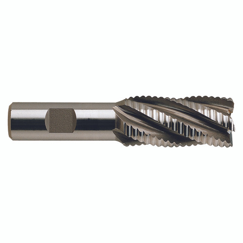YG1 60422CF | 1" Diameter x 3/4" Shank x 2" LOC x 4-1/4" OAL x 30 Degree Helix Angle 5 Flute TiAIN F Coated HSSCo8 E2170 Tooth Rougher Square End Mill