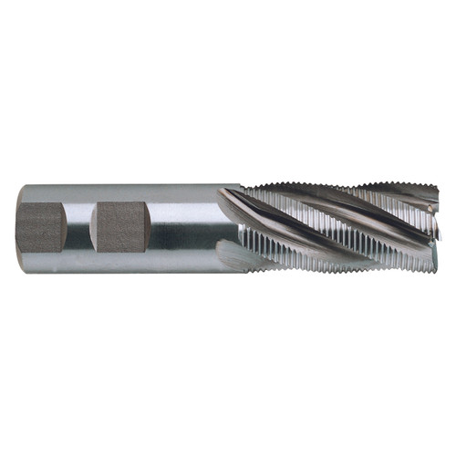 YG1 70439CF | 1-1/4" Diameter x 3/4" Shank x 2" LOC x 4-1/4" OAL x 30 Degree Helix Angle 6 Flute TiAIN F Coated HSSCo8 E2079 Tooth Rougher Square End Mill
