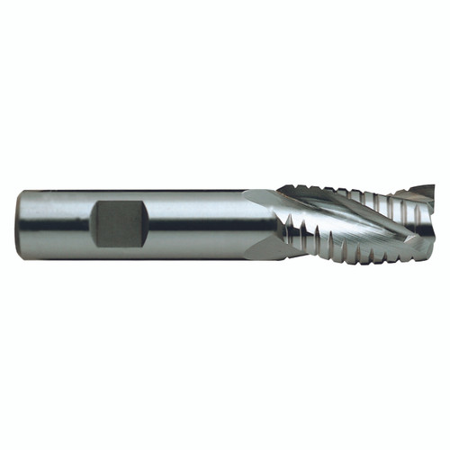 YG1 73467 | 1-3/4" Diameter x 3/4" Shank x 2" LOC x 4-1/4" OAL x 30 Degree Helix Angle 6 Flute Bright Coated HSSCo8 E2248 Tooth Rougher Square End Mill