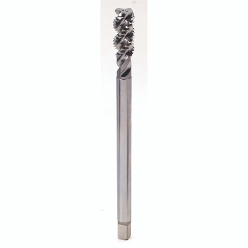 YG1 T7D02323 | UNC #10 - 24 Size x 4.93mm Shank x 22.35mm Thread Length x 152.40mm OAL x 50 Degree Helix Angle H3 3 Flute Bright Coated HSS T7D02 Spiral Flute Tap