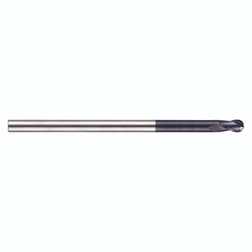 YG1 EM838080 | 0.3100" Diameter x 0.3150" Shank x 0.5512" LOC x 5.5118" OAL 2 Flute ALTiN Coated Carbide Ball End Mill