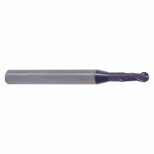 YG1 EM886012 | 0.0500" Diameter x 0.1575" Shank x 0.0709" LOC x 1.7717" OAL 2 Flute ALTiN Coated Carbide Ball Nose End Mill YG1 EM886012 | 0.0500" Diameter x 0.1575" Shank x 0.0709" LOC x 1.7717" OAL 2 Flute ALTiN Coated Carbide Ball Nose End Mill