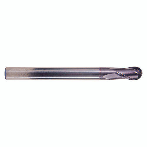 YG1 EM899180 | 0.7100" Diameter x 0.6299" Shank x 1.3386" LOC x 5.5118" OAL 2 Flute ALTiN Coated Carbide Ball Nose End Mill