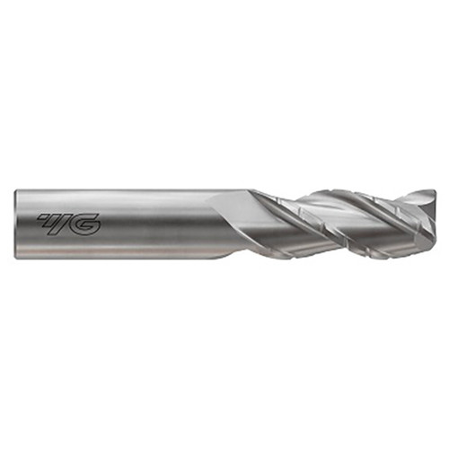 YG1 E5I38016 | 0.2500" Diameter x 0.2500" Shank x 0.3750" LOC x 2.0000" OAL x 0.0100" Radius 3 Flute Bright Coated Carbide Roughing End Mill