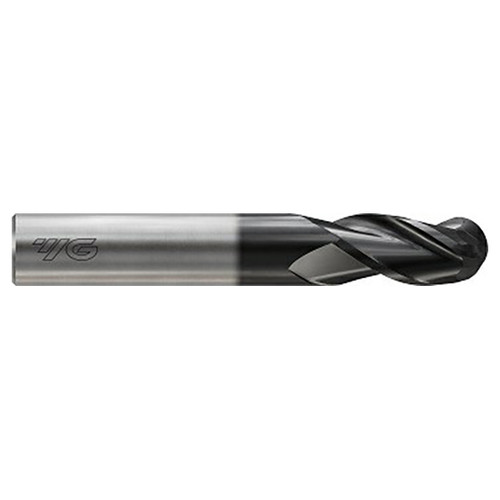 YG1 JAI58907 | 0.4375" Diameter x 0.4375" Shank x 1.2500" LOC x 2.7500" OAL x 0.2188" Nose Radius 3 Flute Super DLC Coated Carbide Ball End Mill