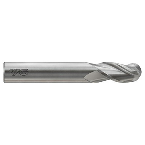 YG1 E5I58040 | 0.6250" Diameter x 0.6250" Shank x 0.7500" LOC x 3.0000" OAL x 0.3125" Nose Radius 3 Flute Bright Coated Carbide Ball End Mill