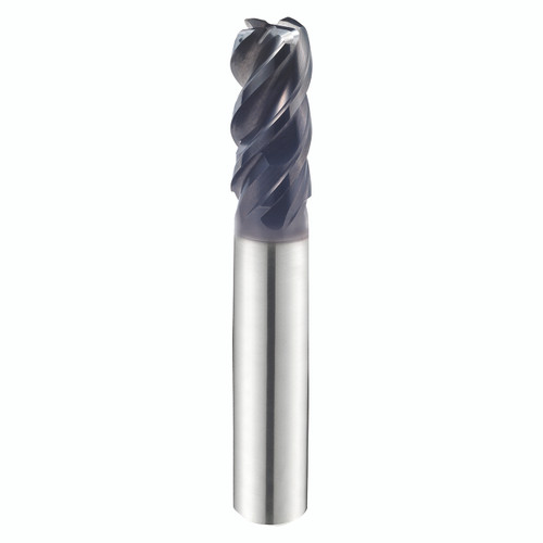 YG1 UGMG42901 | 1/4" Diameter x 1/4" Shank x 9/16" LOC x 2-1/2" OAL x 0.030" Radius x 43-45 Degree Helix Angle 4 Flute Y Coated Carbide UGMG42 Corner Radius End Mill