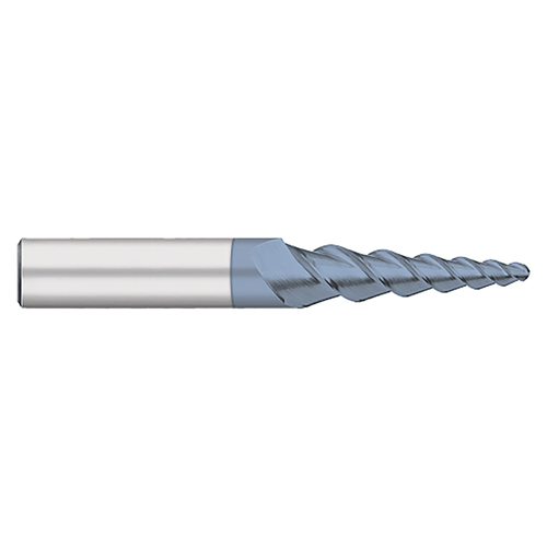Titan USA TC85055 | 0.1250" (1/8) Diameter x 0.2500" (1/4) Shank x 1.0000" (1) LOC x 3.0000" (3) OAL 3 Flute AlTiN Coated Carbide Tapered Ball End Mill