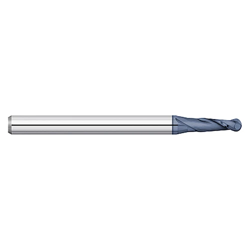 Titan USA TC57214 | 0.0140" Diameter x 0.1250" (1/8) Shank x 0.0420" LOC x 1.5000" (1-1/2) OAL 2 Flute AlTiN Coated Carbide Micro Ball End Mill