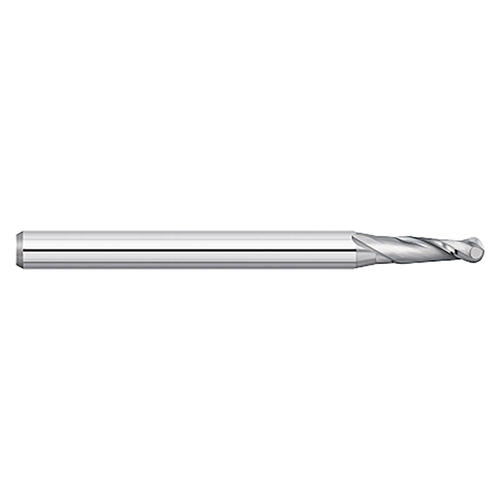 Titan USA TC57042 | 0.0420" Diameter x 0.1250" (1/8) Shank x 0.1260" LOC x 1.5000" (1-1/2) OAL 2 Flute Uncoated Carbide Micro Ball End Mill