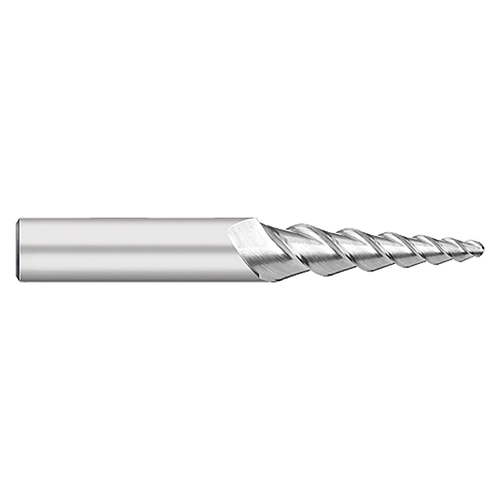 Titan USA TC85036 | 0.1250" (1/8) Diameter x 0.2500" (1/4) Shank x 1.0000" (1) LOC x 3.0000" (3) OAL 3 Flute Uncoated Carbide Tapered Ball End Mill