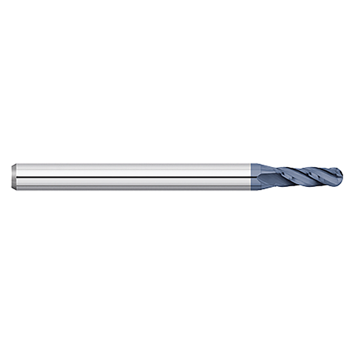 Titan USA TC59233 | 0.0330" Diameter x 0.1250" (1/8) Shank x 0.0990" LOC x 1.5000" (1-1/2) OAL 4 Flute ALTIN Coated Carbide Ball End Mill