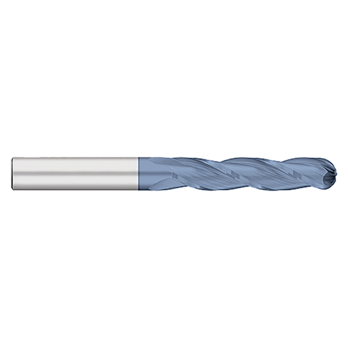 Titan USA TC18448 | 0.7500" (3/4) Diameter x 0.7500" (3/4) Shank x 3.0000" (3) LOC x 6.0000" (6) OAL 3 Flute ALTIN Coated Carbide Ball End Mill