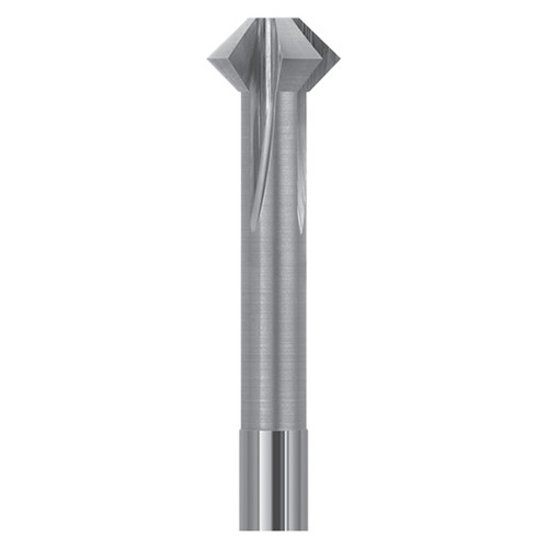 Magafor 88848001500 | 0.0590" Diameter x 0.1180" Shank x 0.0180" Flat Width 90 Degree Angle 3 Flute Carbide Back Chamfer