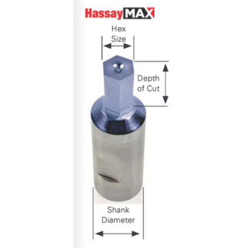Hassay Savage 66203-M | 2.50mm Size x 1/4" Maximum Depth of Cut x 1-1/4" Length Hexagonal Rotary Punch Broach