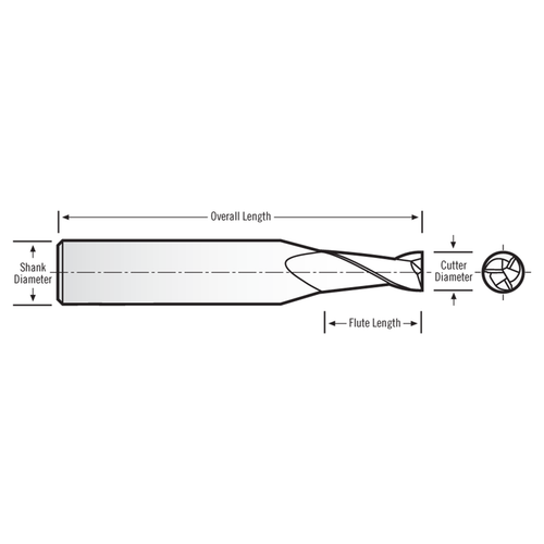 RobbJack C8-303-06-DLC | 0.188" Diameter x 0.250" Shank x 2.500" OAL 3 Flute DLC Coated Square End Mill