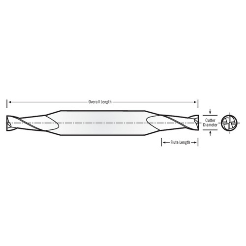 RobbJack T6-400-03.5-C | 0.109" Diameter x 0.188" Shank x 2.500" OAL 4 Flute TiCN Coated Double Ended Square End Mill