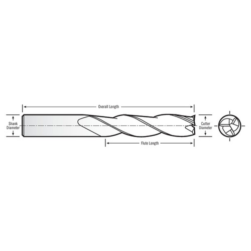 RobbJack TL-303-10 | 0.313" Diameter x 0.313" Shank x 3.000" OAL 3 Flute Uncoated Square End Mill