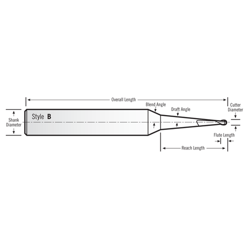 RobbJack MDM-203-0.5 | 0.50mm Cutting Diameter x 6.00mm Shank x 63.00mm OAL 2 Flute AlTiN Coated Ball End Mill