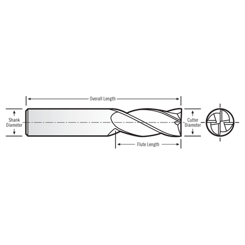 RobbJack XG-400-12 | 0.3750" Cutting Diameter x 0.3750" Shank x 2.5000" OAL 4 Flute AlTiN Coated Roughing End Mill