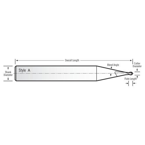 RobbJack DM-201-10 | 0.313" Diameter x 0.313" Shank x 3.000" OAL 2 Flute AlTiN Coated Ball End Mill